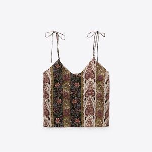 Zara Bohemian Floral Print Satin Cami